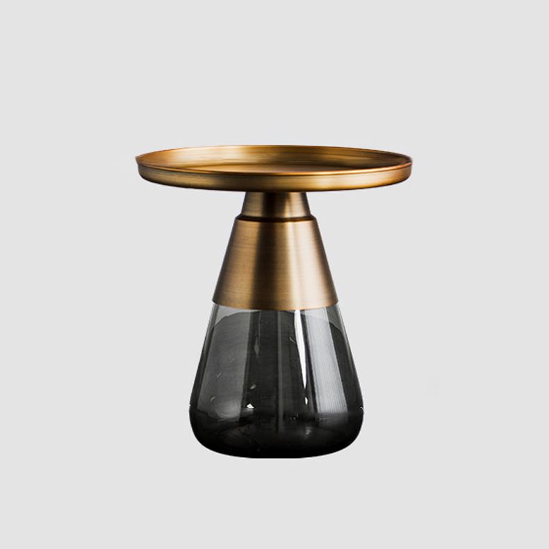 Contemporary Style Round Side End Table Glass Pedestal Leg Side Table