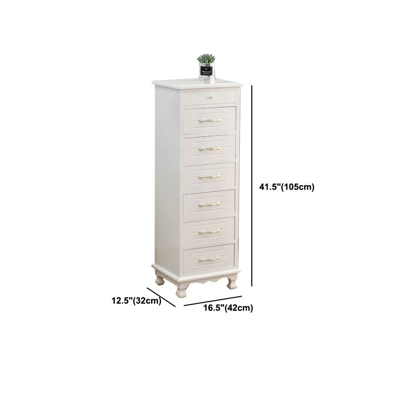 White Vertical Lingerie Chest Modern Solid Wood Storage Chest Dresser