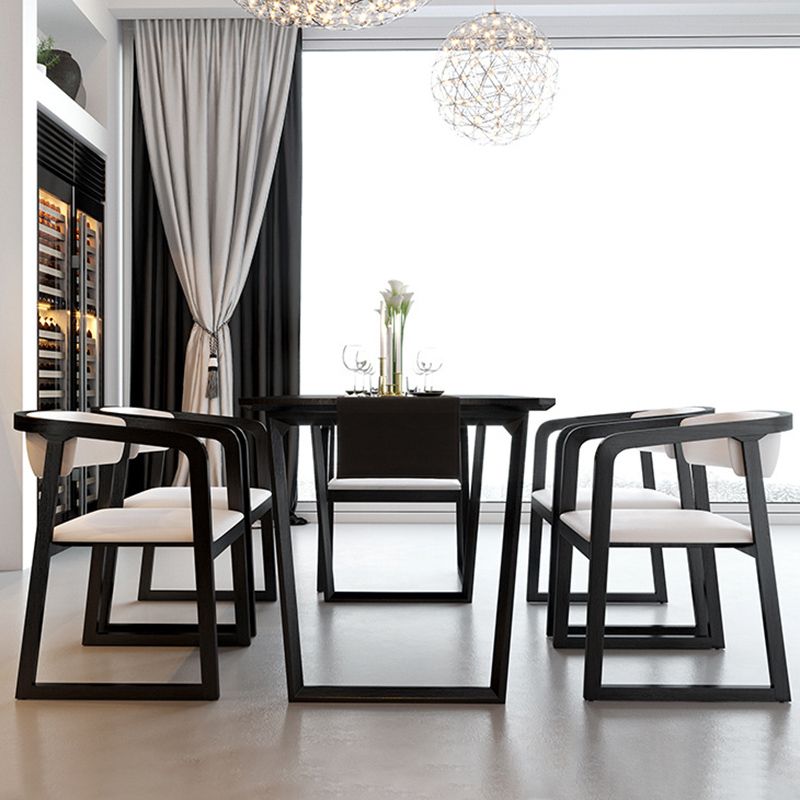 Modern Style Faux Leather Chair Open Back Side Chairs with Wood Legs for Kitchen