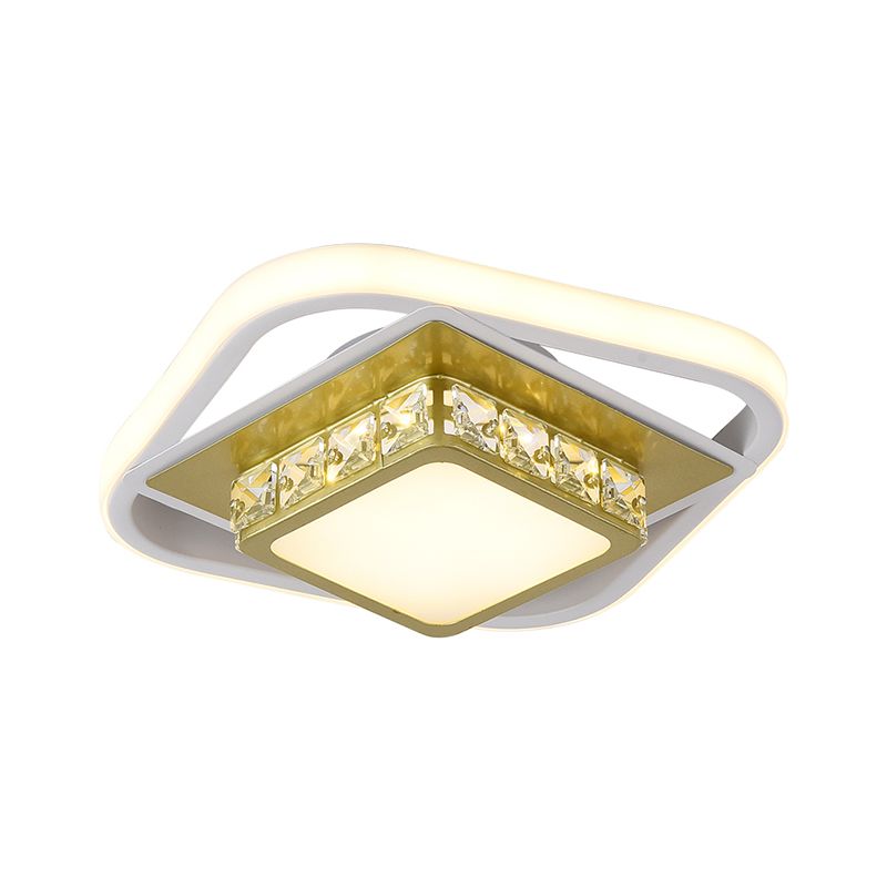 Square Flush Light Nordic Style Acrylique Entryway LED Flush Ceiling Light with Decorative Crystal