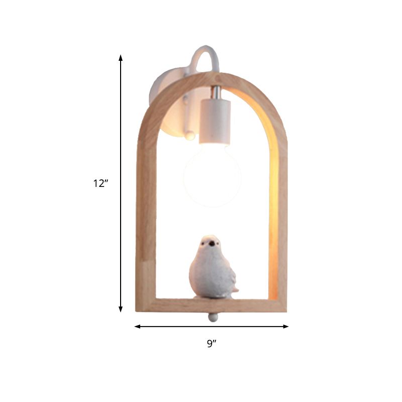 Luce murale per mensole ad arco in legno con adorabile boutique DECO 1 Lampada di applique moderna in beige