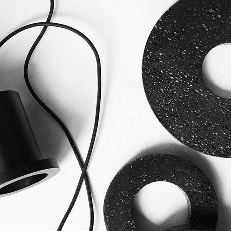 Black Hole Stone Chandelier Light Nordic Modern Style 1 Light Living Room Hanging Light Fixture