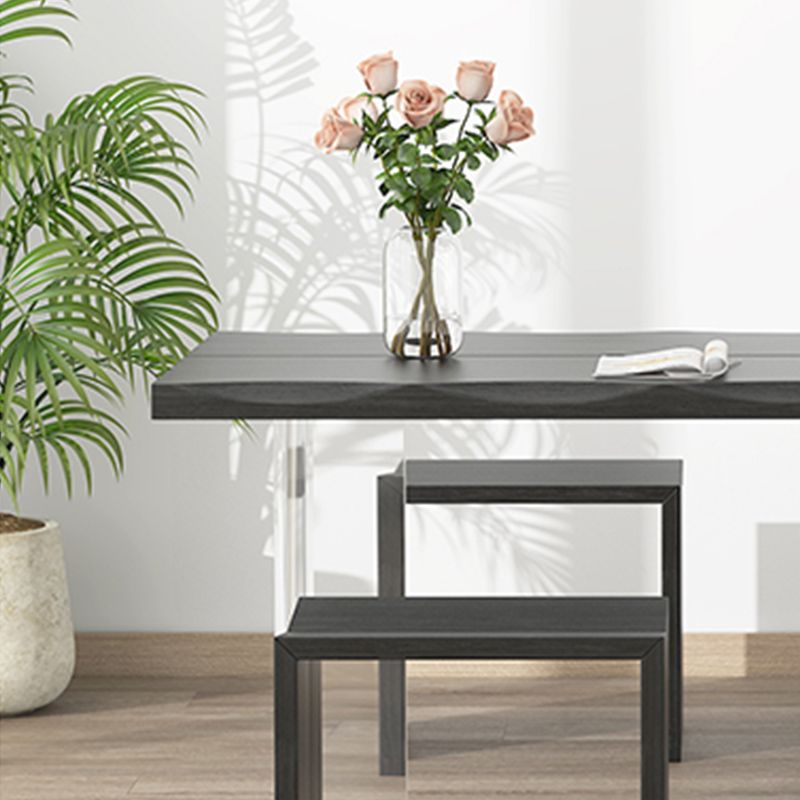 Luxury Wood Table for Restaurant Rectangle Dining Table with Acrylic Double Pedestal Base