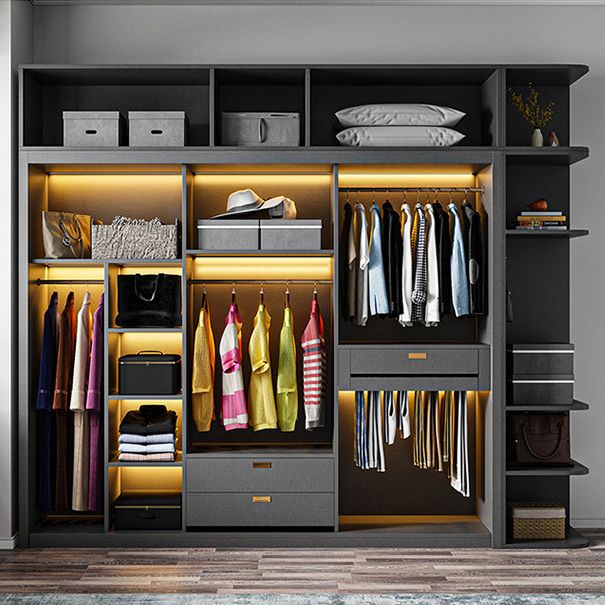 Modern Grey Storage Cabinet Mirrored Finish Cabinet with Glass Doors