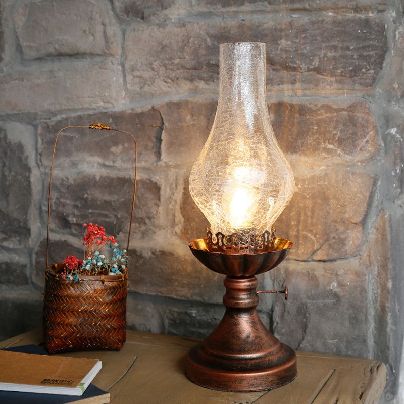 1 Lampada da tavolo in vetro giallo chiaro/trasparente di vetro industriale Finitura di rame Vaso da camera da letto Accampella