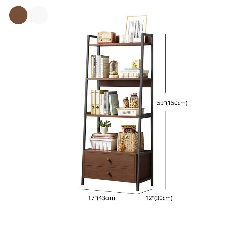 12" W Metal Frame Bookshelf Modern Open Storage Ladder Bookcase