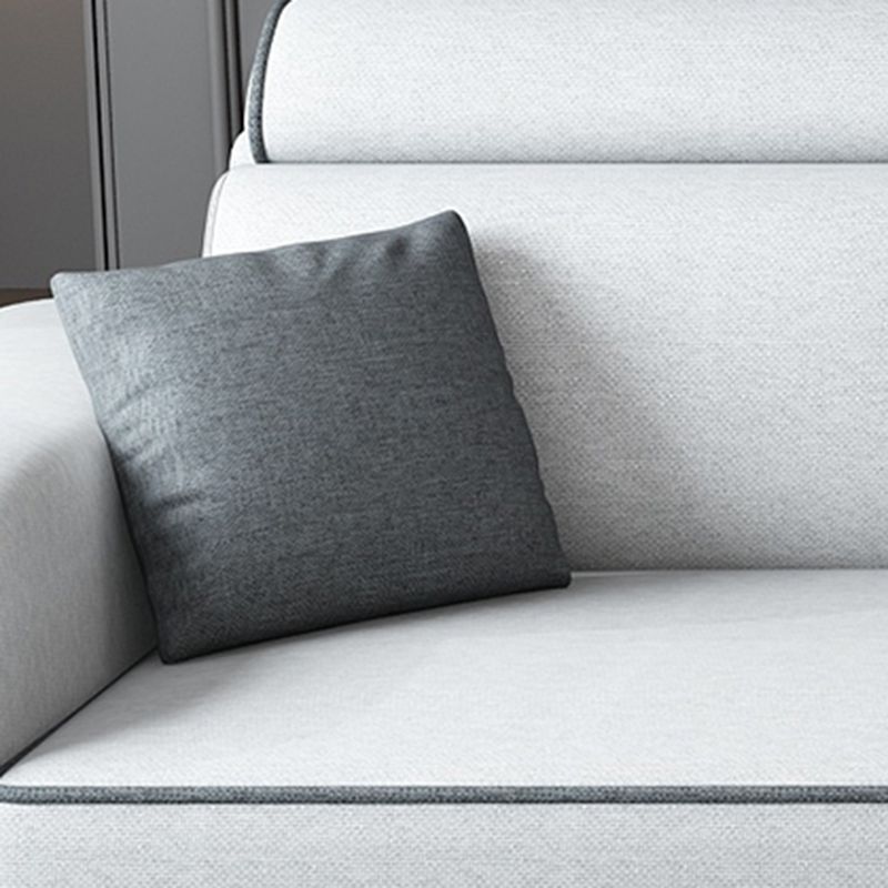 Light-grey Faux Leather Removable Cushions Square Arm Sectionals for Living Room