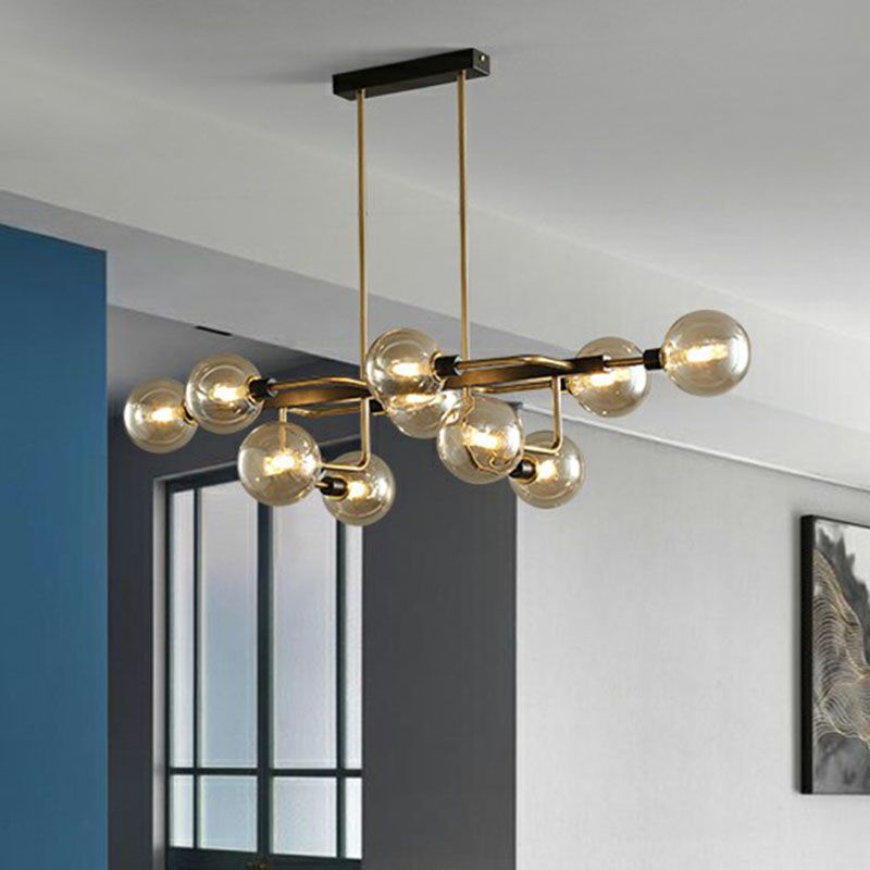 Sputnik Hanging Island Light Post-Modern Ball Glass Ceiling Pendant for Dining Room