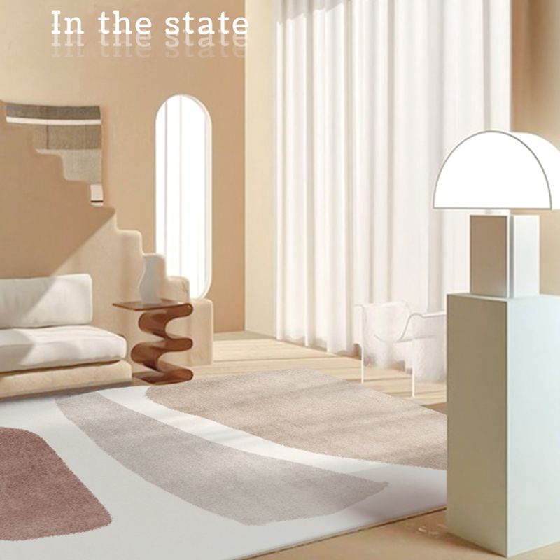 Simplicity Abstract Print Carpet Apricot Tone Polyester Rug Stain Resistant Carpet for Home Decor