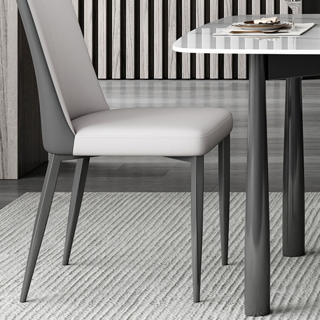 Contemporary Rectangular Stone Dining Table with Stainless Steel Legs