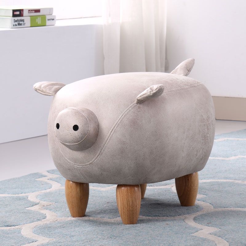 Contemporary Standard Ottoman Specialty Faux Leather Upholstered Pouf