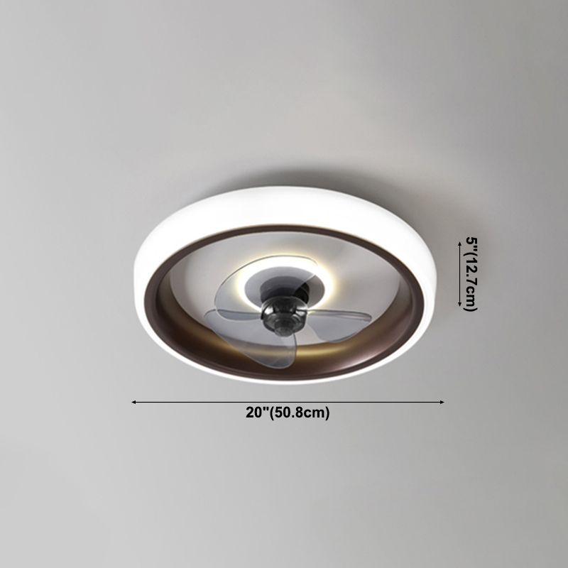 Modern beknopte led plafondventilator licht smeedijzeren cirkelvormige spoelbevel met acryl schaduw