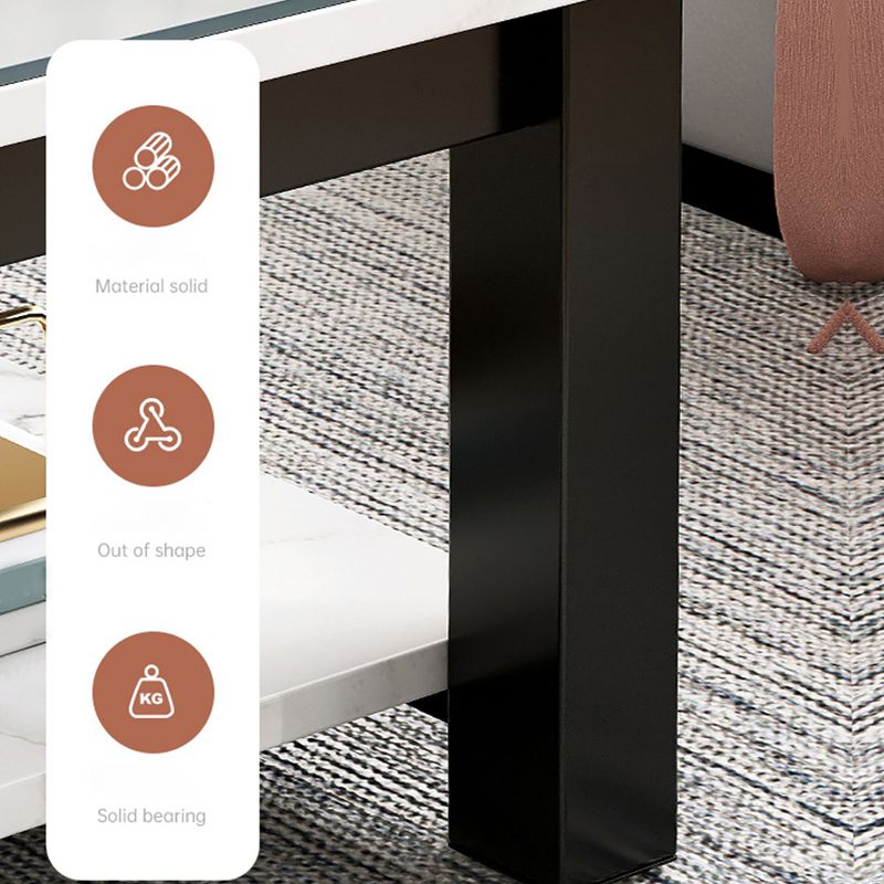 4 Legs Rectangle Cocktail Table Contemporary Single Coffee Table with Shelf