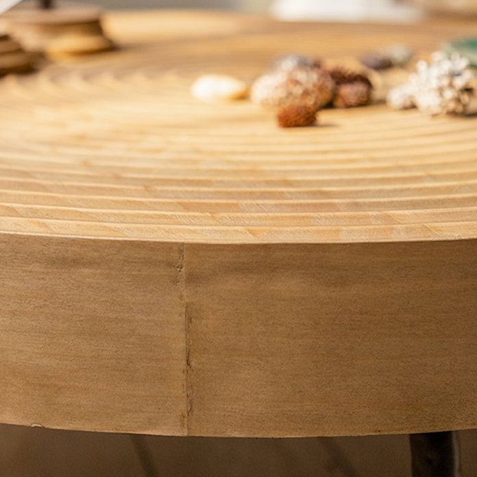 Scandinavian 4 Legs Cocktail Table Round Wooden Coffee Table for Home