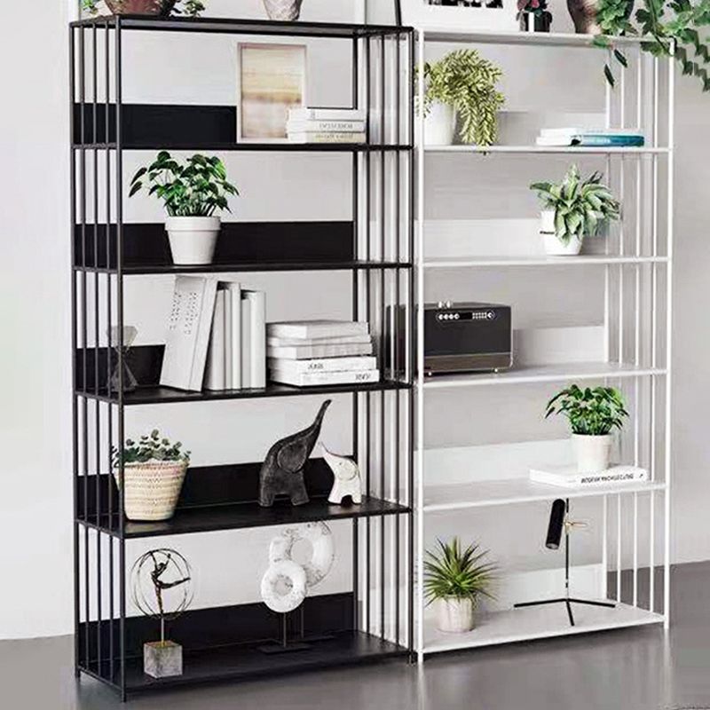 Standard Metal Bookshelf Contemporary Open Back Vertical Bookcase