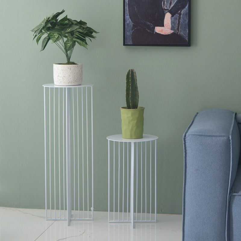 Mid-Century Modern Round Iron End Table Dia 11.81" Pedestal Side Table