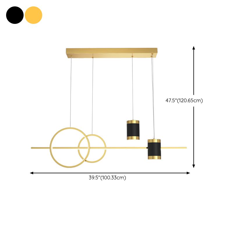 4-Lights Modern Island Pendants Metal Pendant Lights for Dining Room