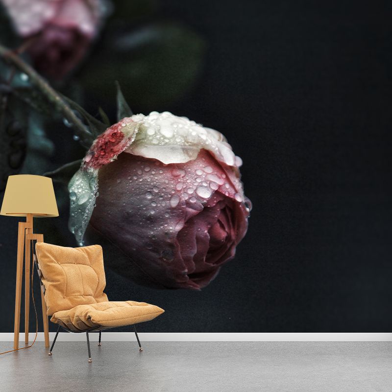 Customized Rose Flower Wall Mural Horizontal Photography for Sleeping Room Decoration