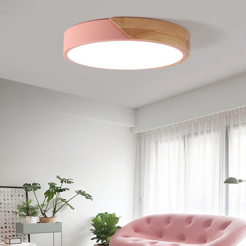 Lampada da soffitto a LED a forma rotonda in stile moderno e semplice macaroon in acrilico 1 luce per la camera degli ospiti dell'hotel studio