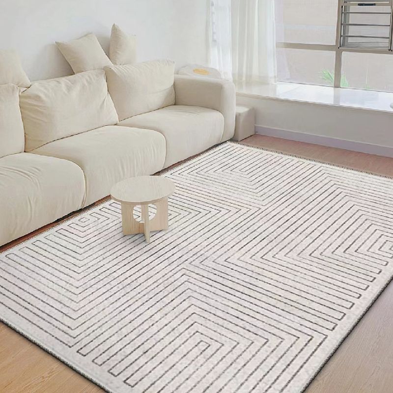 Light Grey Modern Rug Polyester Line Indoor Rug Stain Resistant Rug for Home Decor