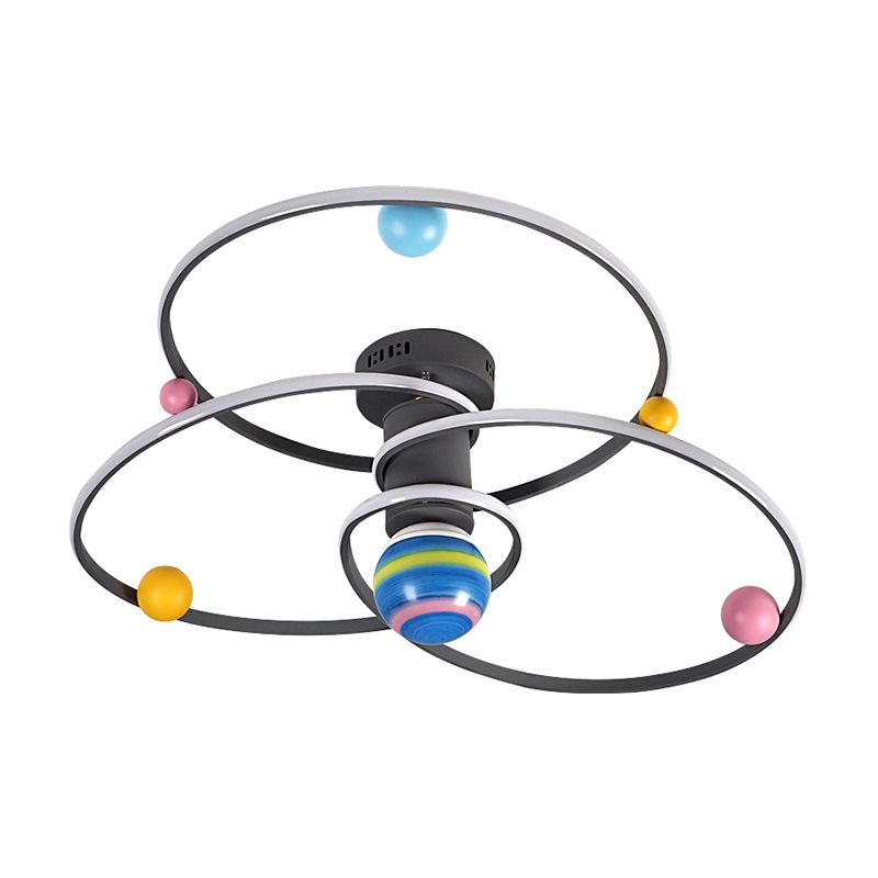 Grau Orbit Semi Mount Lighting Cartoon LED Acrylspülendedecke mit runden Baldachin