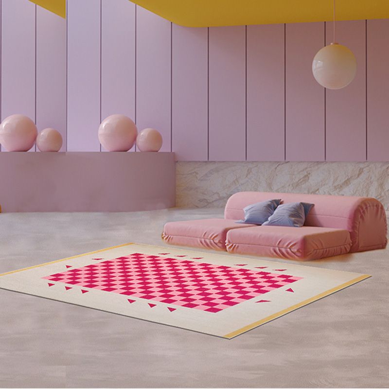 Modern Checkered Print Rug Polyester Area Carpet Stain Resistant Indoor Rug for Home Decoration