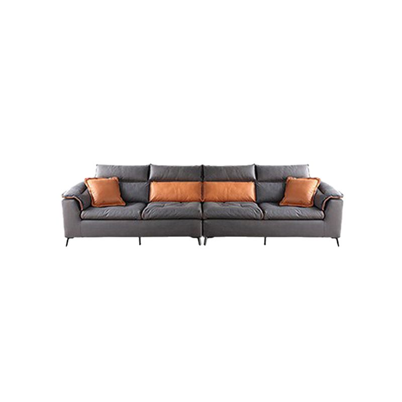 Modern Tufted Sofa & Chaise Stain Resistant Sectional .41.33 Inch in Dark Grey