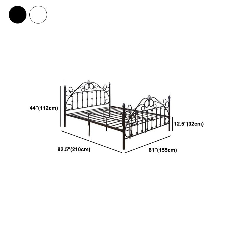 Industrial Metal Standard Bed, Open-Frame Arched Headboard Bed