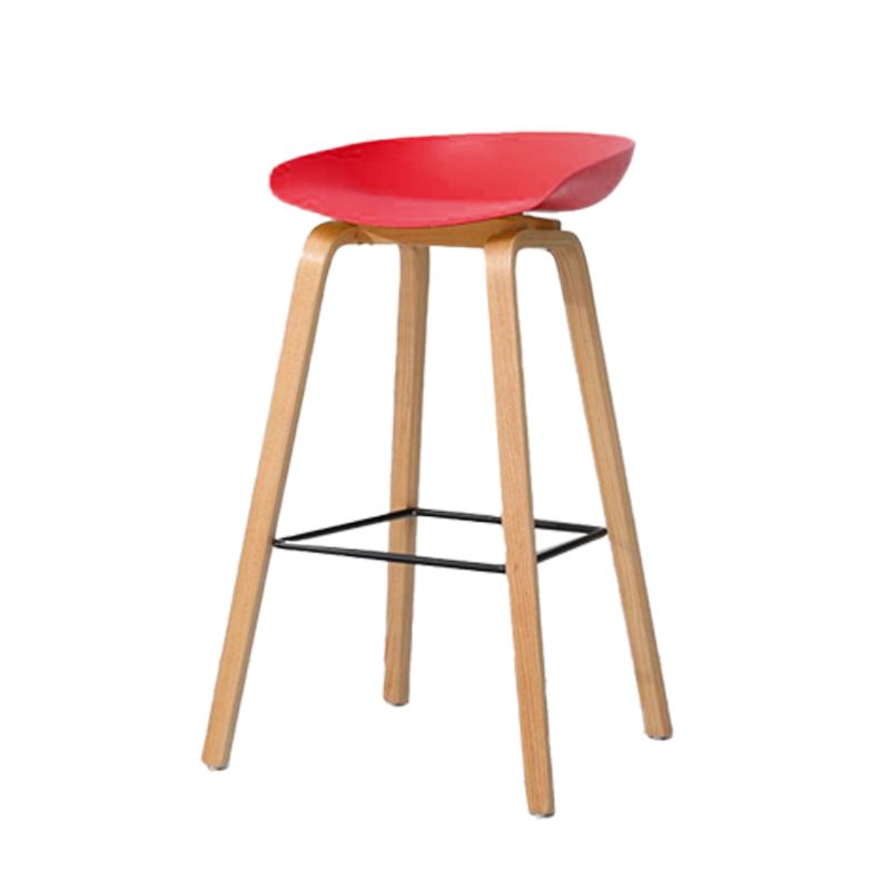 Contemporary Style Stool 4 Legs Wood Counter Stool for Home Use