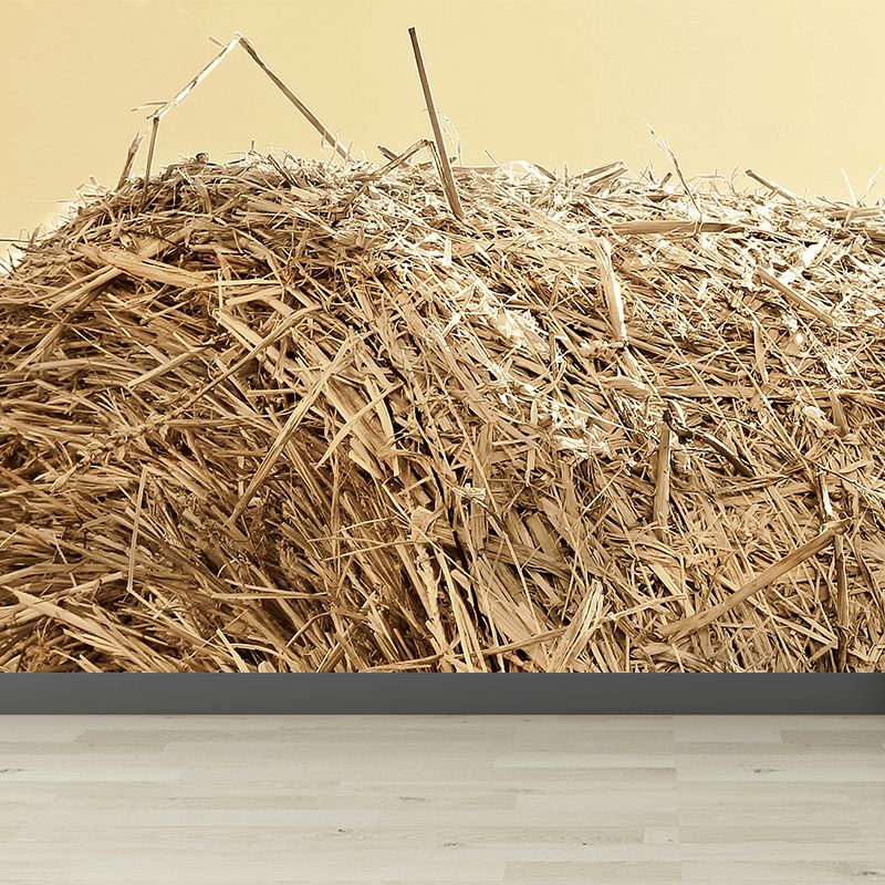 Huge Stalk Stubble Mural Decal Living Room Nature Scenery Wall Covering in Light Color, Waterproof