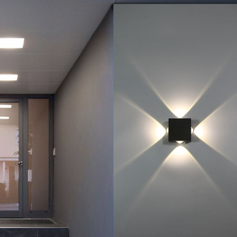 Black Geometric LED Wall Lamp in Modern Concise Style Aluminium Wall Sconce with Glass Shade