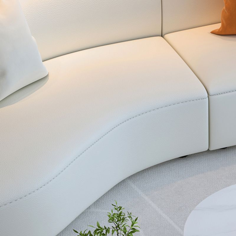 White Cushion Back Sofa Curved Corner Loveseat for Living Room