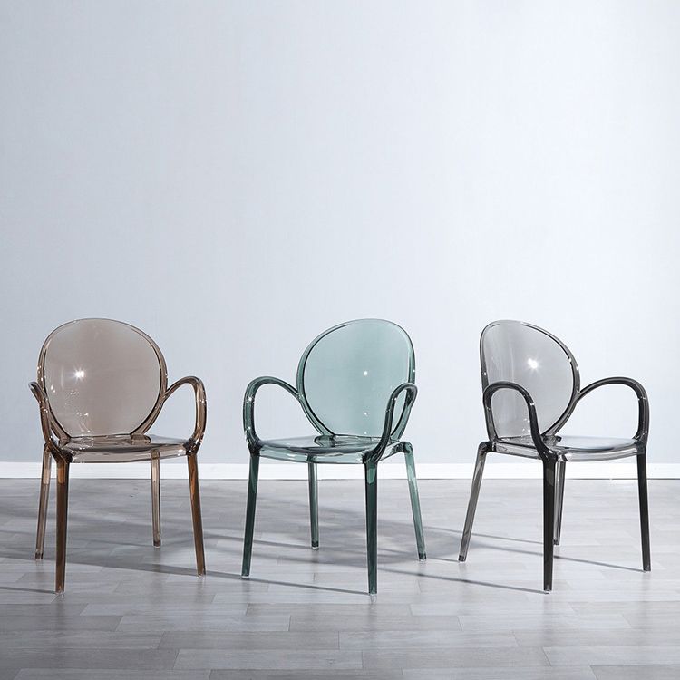 Modern Transparent Plastic Solid Back Side Chair 34"H Dining Chair for Restaurant