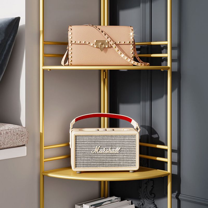 3/5-Shelf Contemporary Corner Bookshelf Iron Open Bookshelf for Living Room