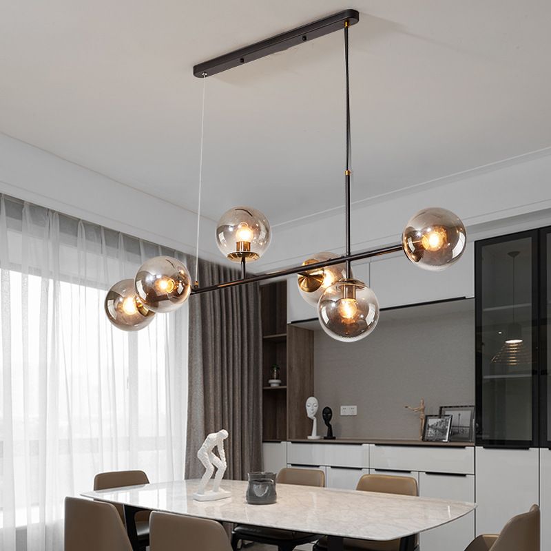 Modern Island Light Multi Lights Island Hanging Light with Glass Shade for Living Room