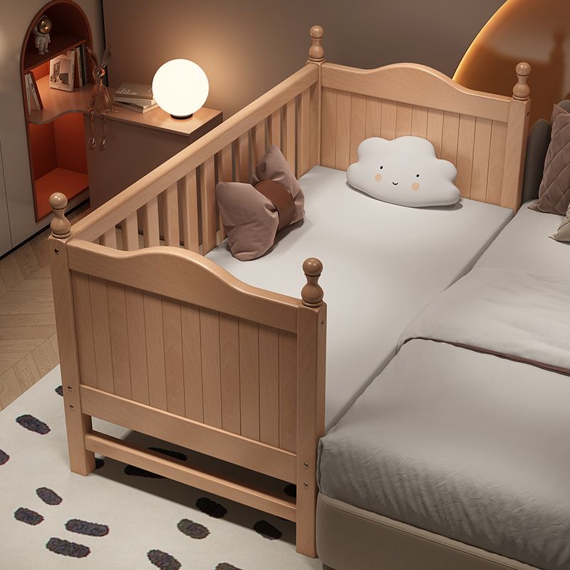 Contemporary Solid Wood Nursery Bed Washed Natural with Guardrail