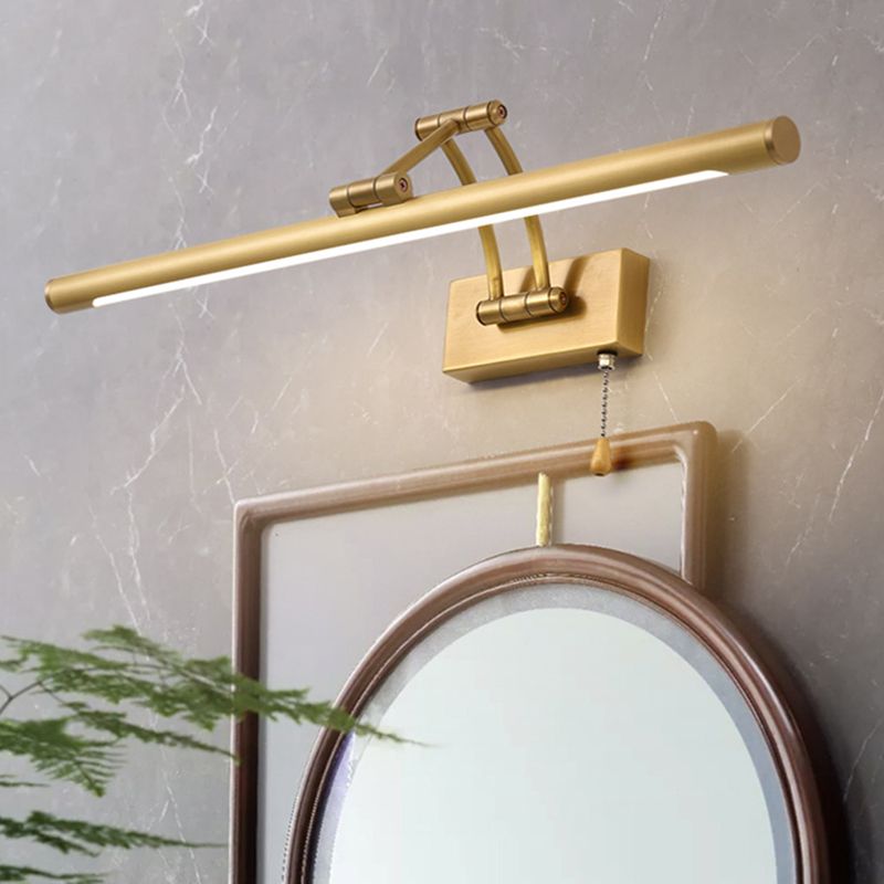 Luz de tocador de latón americano LED de espejo ajustable de LED recto para el baño