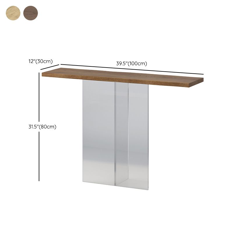 Solid Wood Rectangle Accent Table 31.5-inch Tall End Table with Acrylic Leg
