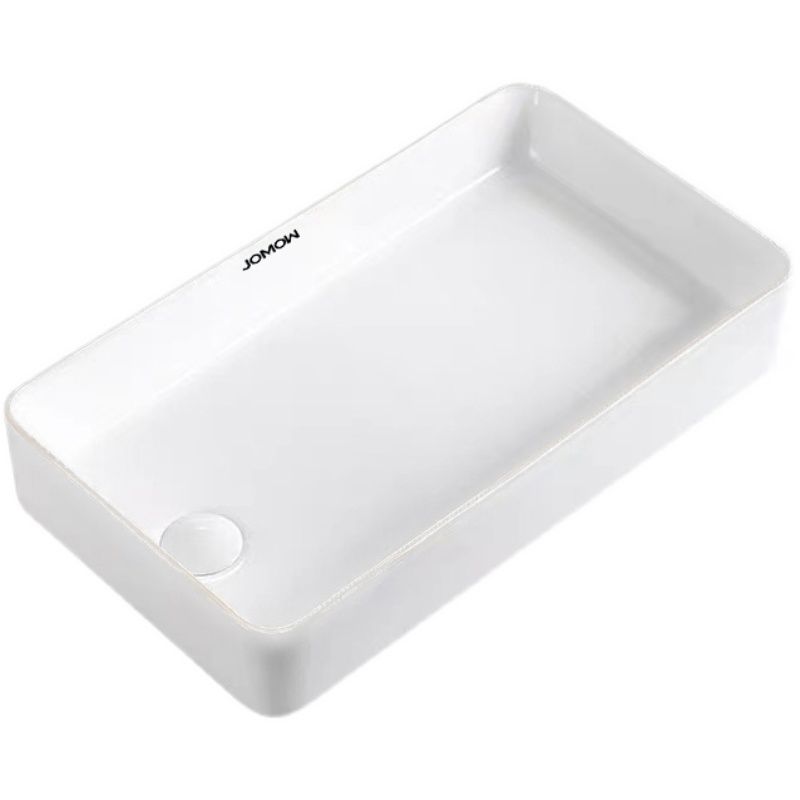 White Bathroom Sink Rectangular Porcelain Faucet Bathroom Sink with Overflow
