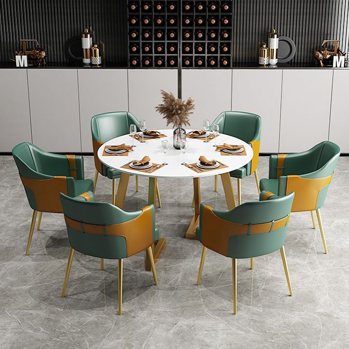 Glam -stijl 1/2/7 stuks dinette tafel met eetkamerstoel ronde vorm eettafel set