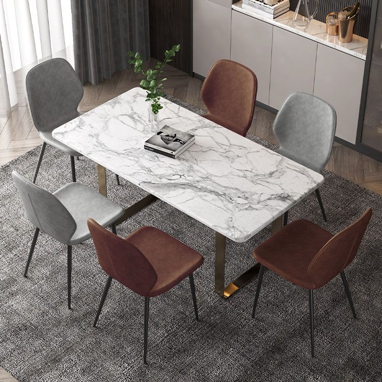 Eigentijdse eetkamerstoel armloze wingback zijstoel met metalen benen voor keuken