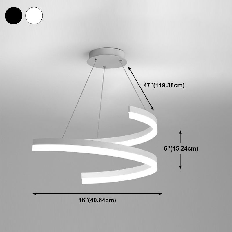 Twisted Strip Shape Pendant Lighting Nordic-Style LED Metal Suspension Light