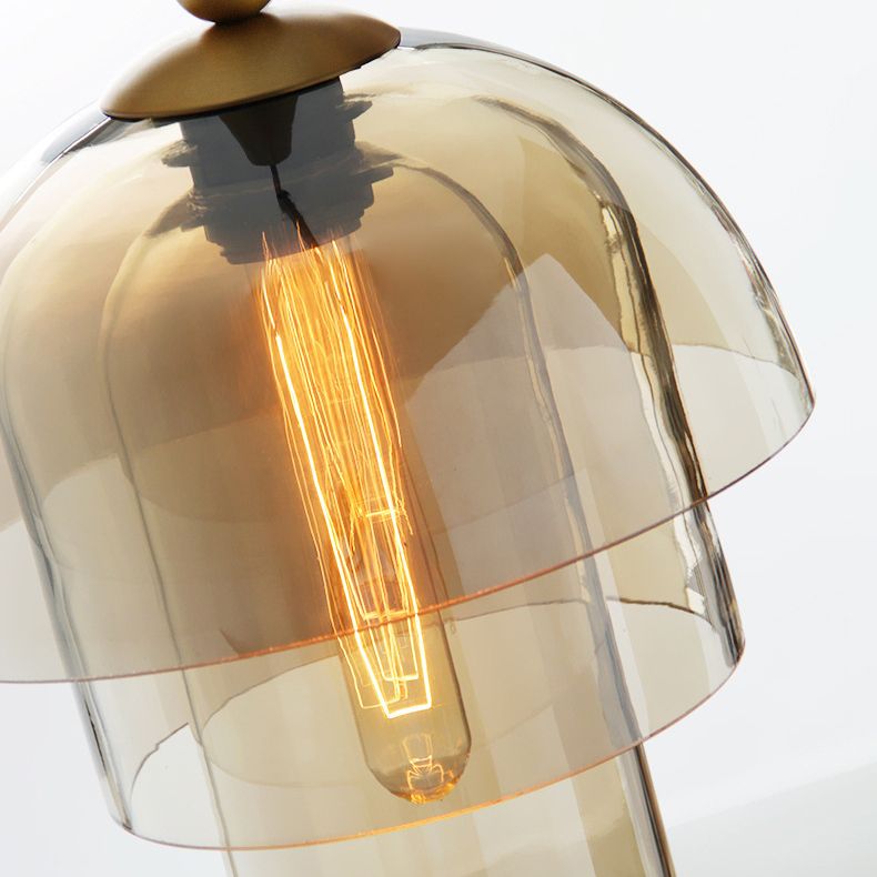 Wrought Iron Single Pendant Light in Modern Luxury Style Glass Geometric Hanging Lamp for Bedroom