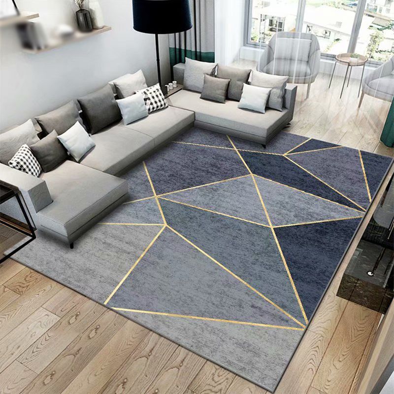 Modern Indoor Rug Minimalist Geometry Pattern Rug Polyester Stain Resistant Carpet for Living Room