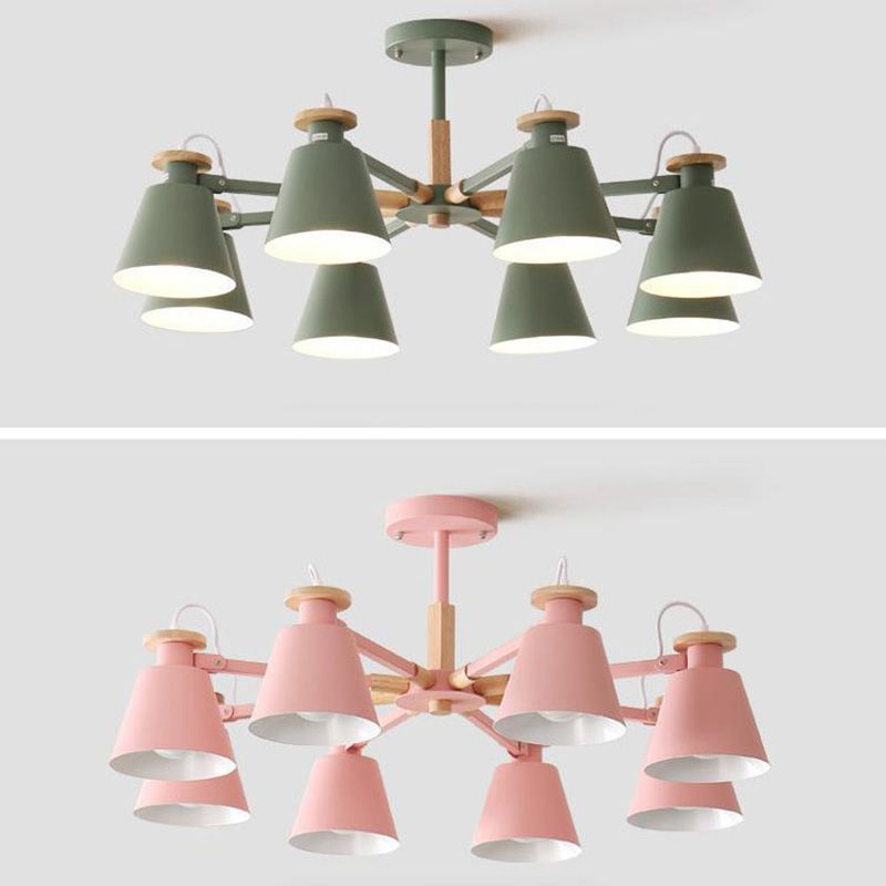 Estilo moderno de 8 luces colgantes lámparas de metal cónicos lámparas de metal cónico