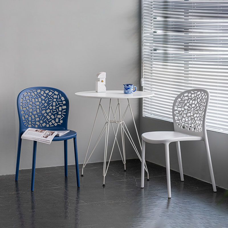 Scandinavische open achterkant Dining Side stoel Plastic Dining Armless Stoel