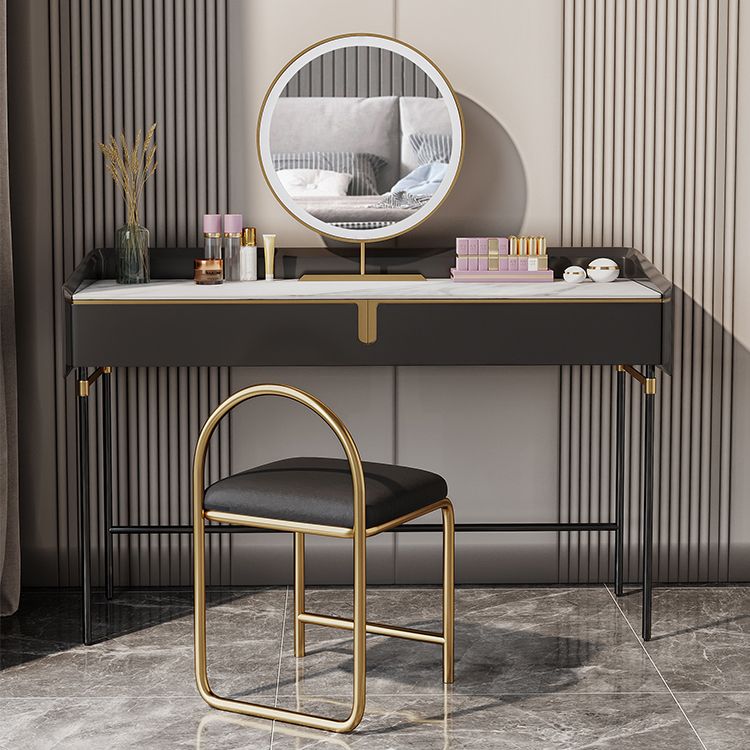 Modern Black Vanity Makeup Stone Top Dressing Table with Storage