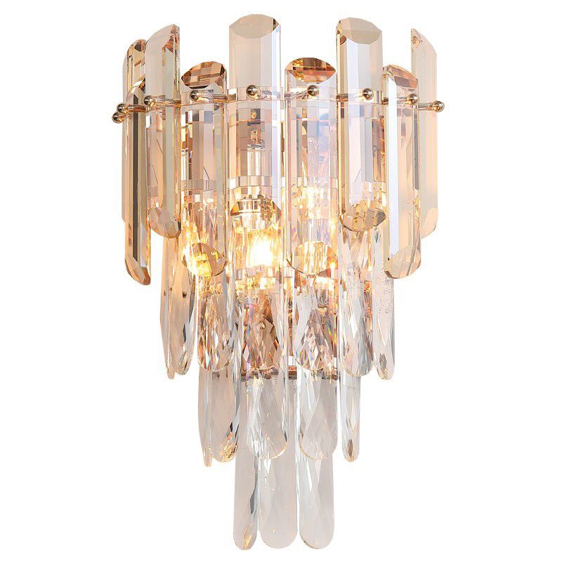 Modern Style Tiered Wall Light Crystal 2 Lights Sconces for Bedroom
