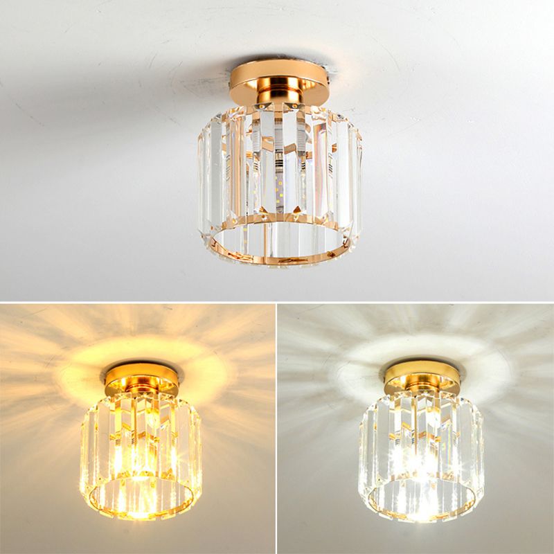 5.9 Inches Wide Mini Crystal Ceiling Light Single Bulb Modern Lighting Fixture for Fitting Room