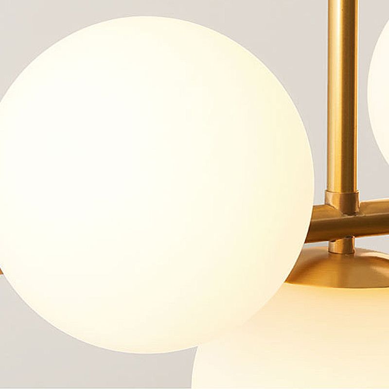 Polished Brass Kitchen Island Light 7-Light Simple Design Glass Shaded Chandelier
